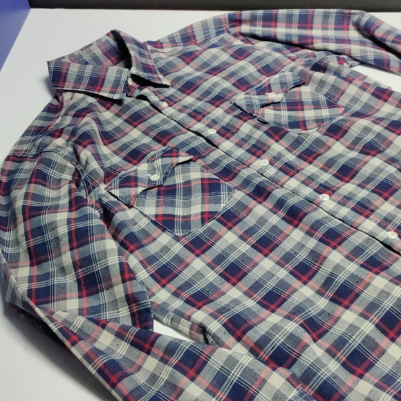 Vintage Levi Plaid Button Down 1970's Men's Large - Picture 7 of 12